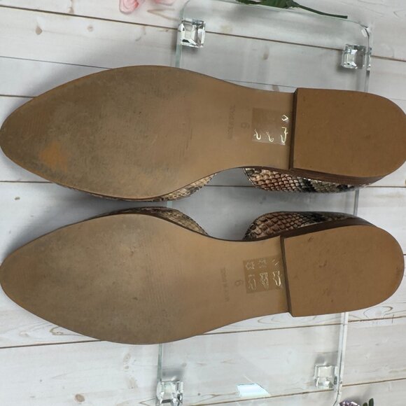 Madewell Marisa Embossed Snakeskin Leather d’Orsay Flats - Neutral - Size 9 - Picture 12 of 13